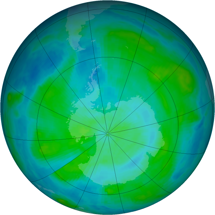 Antarctic ozone map for 02 March 1984